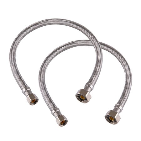 HAUSEN 20-Inch Stainless Steel Faucet Connector 3/8'' C X 1/2"FIP, Faucet Supply Line, 2PK HA-FC-104